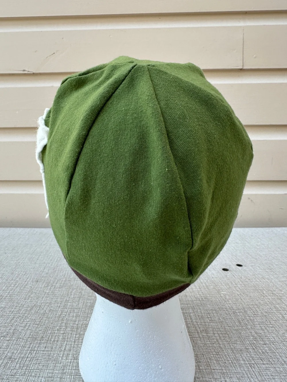 Olive Green cotton blend Floral Accent stretch cap Hat with Flower